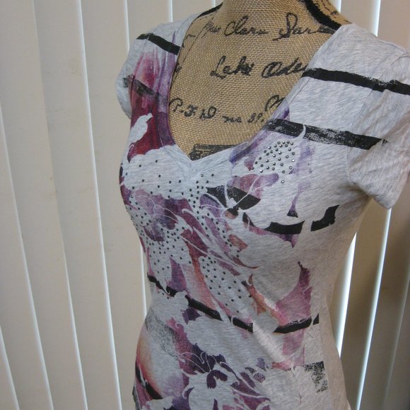 NWOT Express gray graphic tee t shirt top XS extra small - Picture 2 of 6